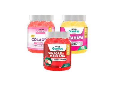 COMBO GOMITAS COLÁGENO + VINAGRE DE MANZANA + PITAHAYA SOTTCOR ADULTOS