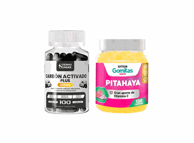 CARBON ACTIVADO PLUS 400MG 100 CAP DERMO SUMAK + GOMITAS DE PITAHAYA