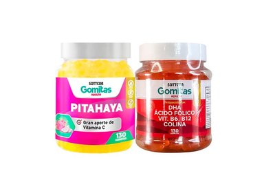 GOMITAS ADULTO PITAHAYA + GOMITAS CON DHA ÁCIDO FÓLICO