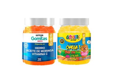 GOMITAS ADULTO HIERRO + GOMITAS OMEGA PARA NIÑOS