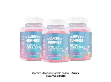 BIOTINA Y ÁCID FÓLICO 60 GMTS CURVY GUMMIES 3UNI