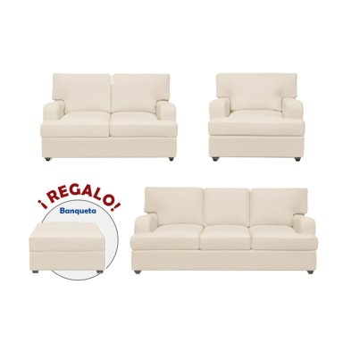 JUEGO DE SALA MARA AMBIENTA HOME 3-2-1 + BANQUETA DE REGALO - 2
