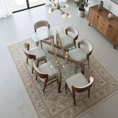 JUEGO DE COMEDOR KOA 6 SILLAS COLOR IVORY DE AMBIENTA HOME - 1