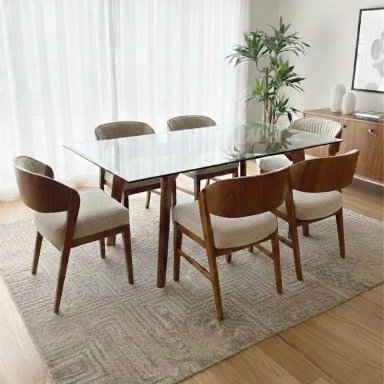 JUEGO DE COMEDOR KOA 6 SILLAS COLOR IVORY DE AMBIENTA HOME - 3