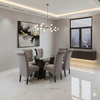 JUEGO DE COMEDOR ALI 6 SILLAS COLOR GRIS DE AMBIENTA HOME