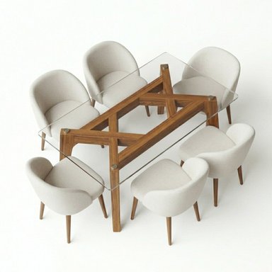 JUEGO DE COMEDOR KODA 6 SILLAS COLOR IVORY DE AMBIENTA HOME - 2