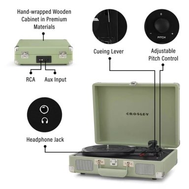 TOCADISCOS VINILO CROSLEY CRUISER PLUS - VERDE MENTA - 3