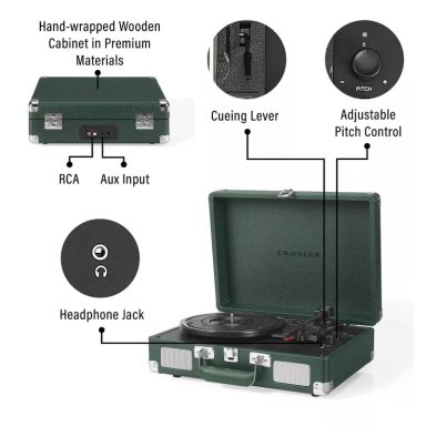 TOCADISCOS VINILO CROSLEY CRUISER PLUS - VERDE - 4