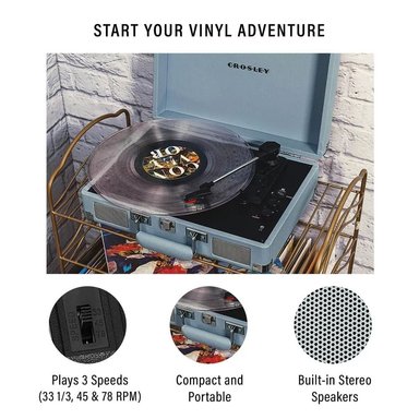 TOCADISCOS VINILO CROSLEY CRUISER PLUS - CELESTE - 3