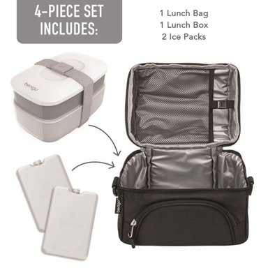 SET LONCHERA DELUXE BENTGO X 4PZS: BOLSO + ICE PACK + BENTO CLASSIC - NEGRO - 2
