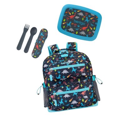 SET BENTGO MOCHILA ESCOLAR, LONCHERA Y CUBIERTOS - DINOSAURIOS - 1
