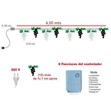 GUIRNALDA LED POR 4 M UVAS Y HOJAS - 4