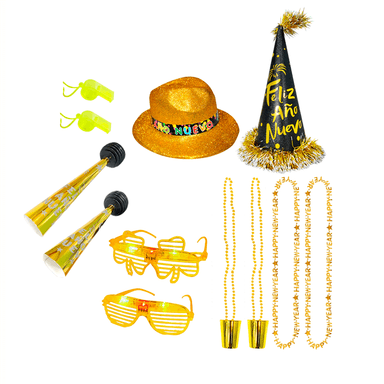 SET COTILLÓN AÑO NUEVO 72 PIEZAS: LENTES, VINCHAS Y COLLARES - 3