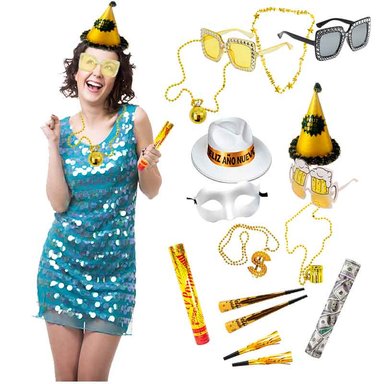 SET COTILLÓN CELEBRACIÓN  AÑO NUEVO 16 PIEZAS (MOD B)