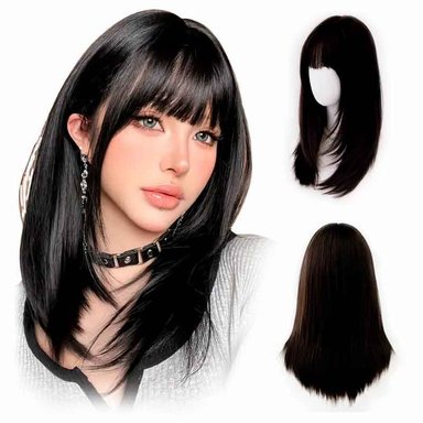 PELUCA LARGA LISA NEGRA – LOOK CLÁSICO ELEGANTE LAH84-18