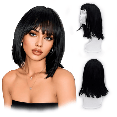 PELUCA LISA NEGRA MEDIA MELENA – ESTILO CLÁSICO NA 10629