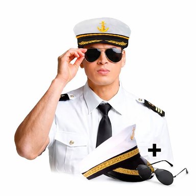 SOMBRERO DE MARINERO + LENTES AVIADOR | COMBO DE DISFRAZ