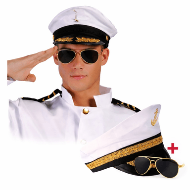 SOMBRERO DE MARINERO FIESTA + LENTES TIPO AVIADOR