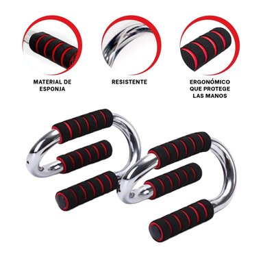 PACK X2 PUSH UP ERGONÓMICOS EN FORMA DE S PARA EJERCICIOS – COLOR ROJO