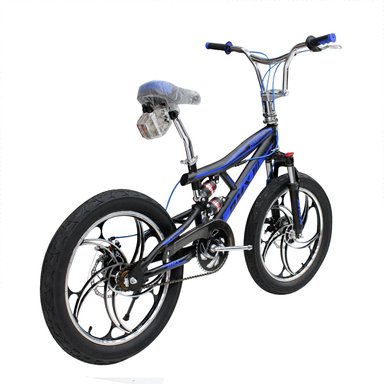 BICICLETA BMX ARO 20 BIKEKAM TRIPLE SUSPENSIÓN FRENOS DE DISCO Y PEGS NEGRO CON AZUL - 3
