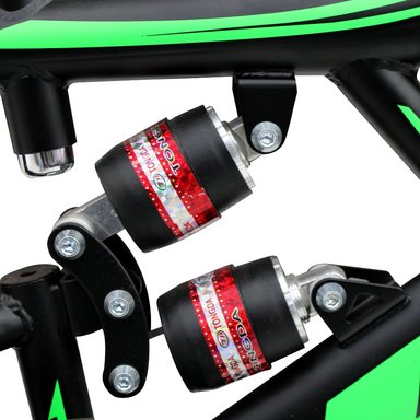 BICICLETA BMX ARO 20 BIKEKAM CON TRIPLE SUSPENSIÓN FRENOS DE DISCOS Y PEGS  NEGRO CON VERDE - 4