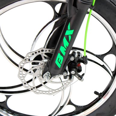 BICICLETA BMX ARO 20 BIKEKAM CON TRIPLE SUSPENSIÓN FRENOS DE DISCOS Y PEGS  NEGRO CON VERDE - 6