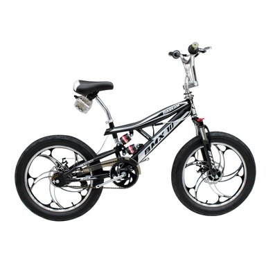 BICICLETA BMX ARO 20 CON TRIPLE SUSPENSIÓN, FRENOS DE DISCO Y AROS DE MAGNESIO NEGRO CON GRIS - 1