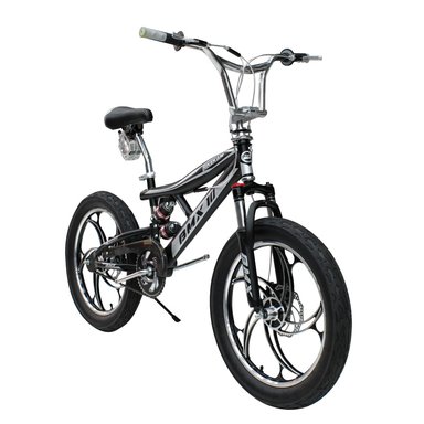 BICICLETA BMX ARO 20 CON TRIPLE SUSPENSIÓN, FRENOS DE DISCO Y AROS DE MAGNESIO NEGRO CON GRIS - 2