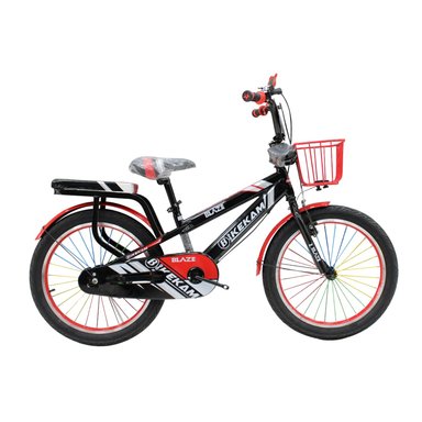 BICICLETA BLAZE ARO 20 CON CANASTA, PARRILLA ACOLCHADA Y LLANTAS AUXILIARES NEGRO CON ROJO - 1