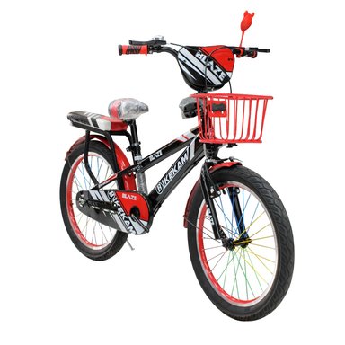 BICICLETA BLAZE ARO 20 CON CANASTA, PARRILLA ACOLCHADA Y LLANTAS AUXILIARES NEGRO CON ROJO - 2