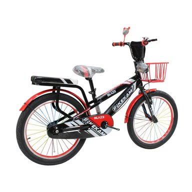 BICICLETA BLAZE ARO 20 CON CANASTA, PARRILLA ACOLCHADA Y LLANTAS AUXILIARES NEGRO CON ROJO - 3