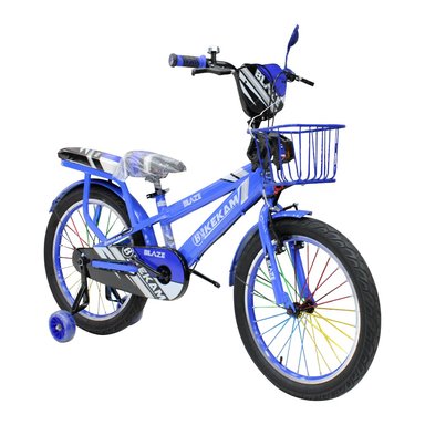 BICICLETA BLAZE ARO 20 CON CANASTA, PARRILLA ACOLCHADA Y LLANTAS AUXILIARES COLOR AZUL - 1