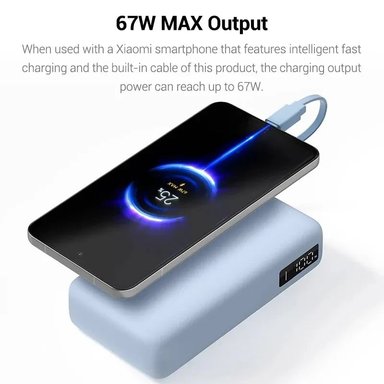 POWER BANK XIAOMI 67W 20000MHA (CABLE INTEGRADO) AZUL HIELO - 2