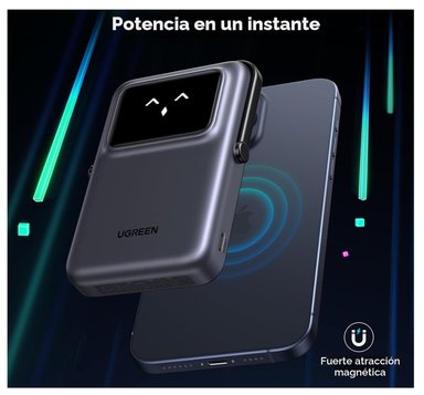 POWER BANK UGREEN MAGSAFE 10000MAH, INALÁMBRICO QI, PD 20W PLEGABLE PB572 - GREY - 3