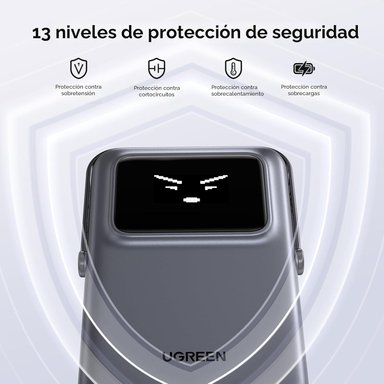 POWER BANK UGREEN MAGSAFE 10000MAH, INALÁMBRICO QI, PD 20W PLEGABLE PB572 - GREY - 8