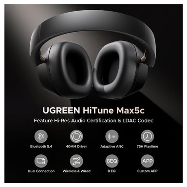 AURICULARES UGREEN HITUNE MAX 5C CANCELACIÓN DE RUIDO ANC - AZUL - 4