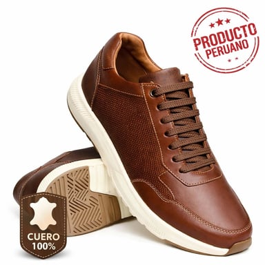 ZAPATILLA CUERO 100% H-5077 GITANO MARRON - 1