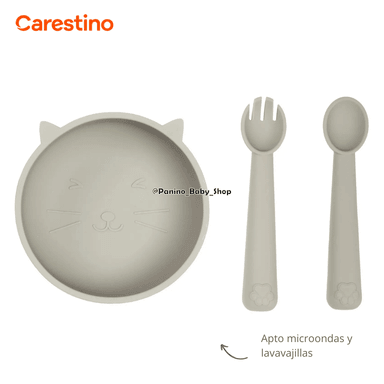 SET ALIMENTACIÓN PARA BEBÉS CARESTINO -GATITO- GRIS - 5