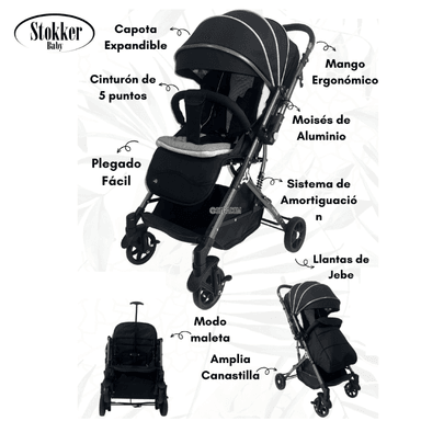 COCHE MALETA PLEGABLE STOKKER BABY -MODRIC- NEGRO