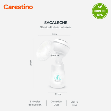 EXTRACTOR DE LECHE SACALECHE ELÉCTRICO -POCKET- WHITE - 9