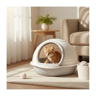 PET MOOD ARENERO MEDIANO PARA MASCOTAS TIPO IGLÚ COLOR GRIS