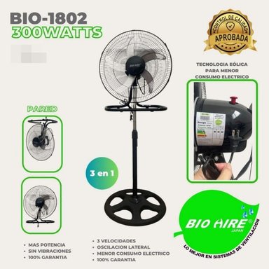 VENTILADOR BIOARE 18″ 180º 3 EN 1 REJILLA DE METAL – BIO-1802