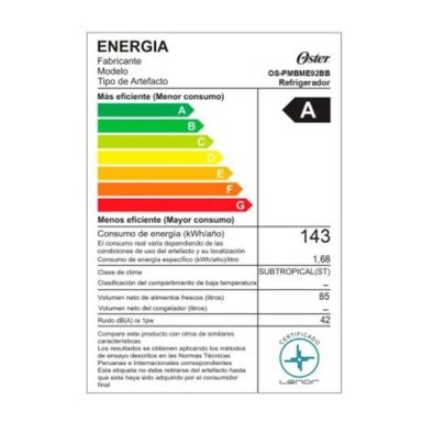 FRIGOBAR OSTER 85L NEGRO OS PMBME92BB - 5