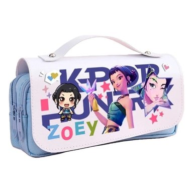 CARTUCHERA K-POP DOBLE CIERRE ZOEY CELESTE – ESTUCHE ESCOLAR AMPLIO Y MODERNO