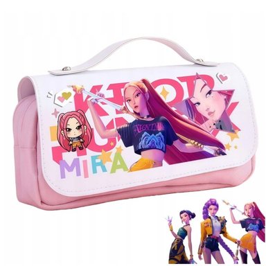 CARTUCHERA K-POP DOBLE CIERRE ROSADO MIRA – ESTUCHE ESCOLAR AMPLIO Y TRENDY
