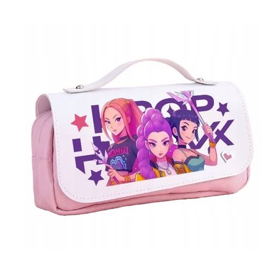 CARTUCHERA K-POP DOBLE CIERRE ROSADO - GUERRERAS