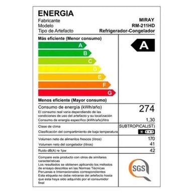 REFRIGERADORA MIRAY RM-211HD EUROFRÍO 211 L – 2 PUERTAS - 4