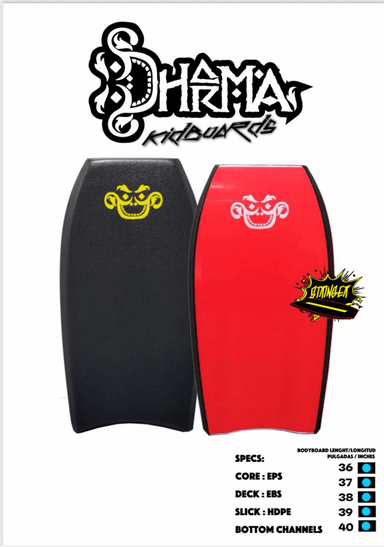 BODYBOARD DHARMA 36 PULGADAS NEGRO Y ROJO