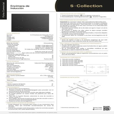 ENCIMERA INDUCCIÓN VITROCERÁMICA S-COLLECTION 77CM CTIMER - 8