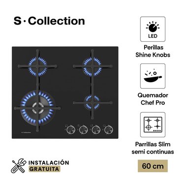 ENCIMERA PUREBLACK GLP/GN S-COLLECTION 4 HORNILLAS 60CM SMARTCONNECTED